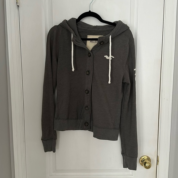 HOLLISTER BUTTON UP HOODIE SWEATSHIRT - Picture 2 of 4